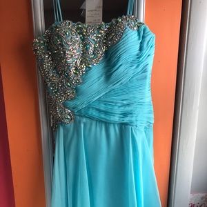 Light blue beaded prom dress